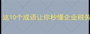 税收相关成语有哪些这10个成语让你秒懂企业税务知识附避税技巧