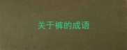 关于裤的成语