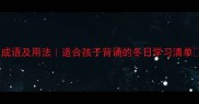 10个雪的成语及用法适合孩子背诵的冬日学习清单