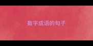 数字成语的句子