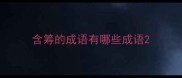 含筹的成语有哪些成语