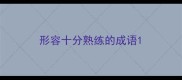 形容十分熟练的成语