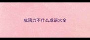 成语力不什么成语大全