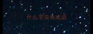 什么字没有成语