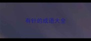 有针的成语大全