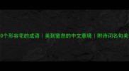 30个形容花的成语美到窒息的中文意境附诗词名句美图