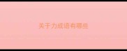 关于力成语有哪些