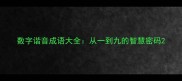 数字谐音成语大全从一到九的智慧密码