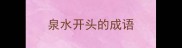 泉水开头的成语