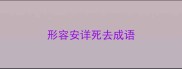 形容安详死去成语