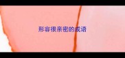 形容很亲密的成语