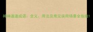 神神道道成语含义用法及常见误用场景全指南