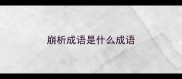 崩析成语是什么成语